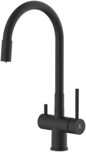 КУХНЯ  Diadonna   D49-19048BL ø35, п/гайку, с выводом под фильтр. воду, черный, (подводка 50см - 2 шт.) латунь